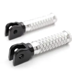 Mc1fpfg50aabkpolepnw23435 Mc Motoparts Silver Cnc Anti Slip Front Footpegs M-grip For Ninja Zx-4rr Zx-4r 2023 2024