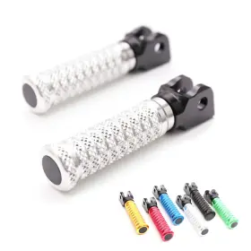 Mc1fpfg81bkpolepnw23305 Mc Motoparts Silver Cnc Anti Slip Front Footpegs M-grip For Thunderbird 885 97 98 99 00 01 02