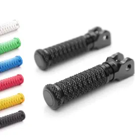 Mc1fpfg87bkpolepnw23323 Mc Motoparts Black Cnc Anti Slip Front Footpegs M-grip For Speed Triple R / Rs 17 18 19