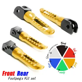 Mc1fpkitka011bkp03gdpn23002 Mc Motoparts Gold Bob Billet Front Rear Foot Pegs For Gtr 1400 Concours 14 15-18 19 20 21 22