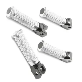 Mcrcfpkitho054bkpolexxxsn001 Mc Motoparts M-grip Silver Front Rear Foot Pegs For Xl1000 Varadero 99-09 10 11 12 13 14 15