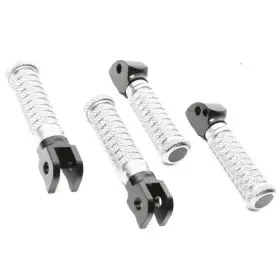 Mcrcfpkitsu036bkpolexxxsn001 Mc Motoparts M-grip Silver Front Rear Foot Pegs For Gsx-s750 17 18 19 20 21 22