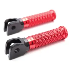 Rmfpfg03bkpolemm523017 Mc Motoparts Red M-grip Racing Front Foot Pegs Set For Aprilia Tuono 125 17 18 19