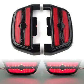 Onegogogo 550753453573 Red Led Light Passenger Footboard Floorboard Cover For Harley Touring Road King