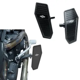 Pj-105084 Pjmtcustom 8.5 Inch Mini Black Rider Footboard Floorboards For Harley 1984-2017 Softail Dyna Fx