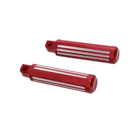 105041 Powerjames 4.5 Inch Red Rider Male Mount Foot Pegs Footrest For Harley Softail Dyna Touring Flh