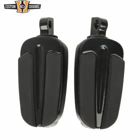 38006003 Santee / Custom Chrome Gloss Black Highway Male Mount T Series Rubber Footpegs Footrest Fit For Harley