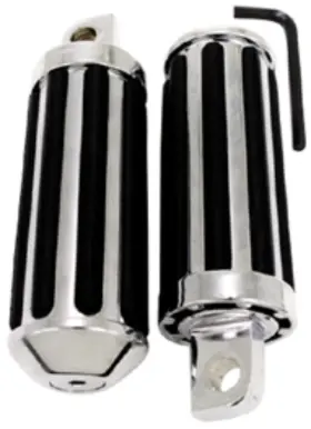 24031 V-factor Chrome And Rubber Rail Foot Pegs For Male Mount Harley