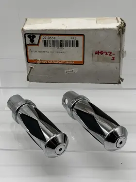 27-0554 V-twin Chrome Diamond Style Footpeg Set Fits Harley Davidson
