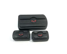Mt216-088-bk1 Xht For Harley Davidson Gear Skull Brake Pedal Pad Small Softail Usa Black Lot Of 3
