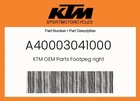 Ktm Genuine Footpeg Right - A40003041000 New. Price: $71.68.