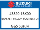Suzuki Oem Part 43820-18K00 Bracket,pillion Ftrst Lh New. Price: $141.29.
