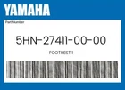 Yamaha Genuine Footrest 5HN-27411-00-00 New. Price: $107.99.