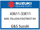 Suzuki Oem Part 43611-33E11 Bar Pillion Footrest New. Price: $52.89.