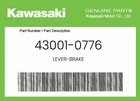 Kawasaki Genuine Lever-brake 43001-0776 New. Price: $60.72.