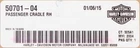 Genuine Harley-davidson Passenger Craddle, Rh Part Number 50701-04 New. Price: $110.99.